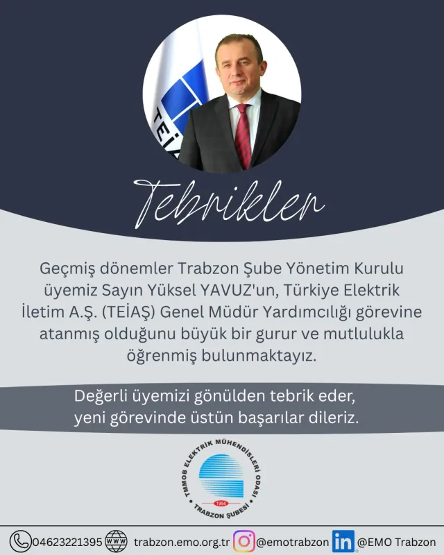 SAYIN YÜKSEL YAVUZ TEBRİK