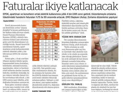 ELEKTRİK FATURALARINA GİZLİ ZAM İKİYE KATLANACAK (BİRGÜN GAZETESİ, 01.11.2025)