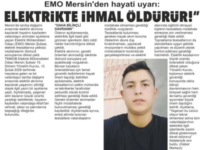 TARSUS DA ELEKTRİK ÇARPMASI SONUCU GERÇEKLEŞEN ÖLÜMLÜ KAZAYA İLİŞKİN BASIN AÇIKLAMASI