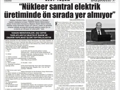 “NÜKLEER SANTRAL ELEKTRİK ÜRETİMİNDE ÖN SIRADA YER ALMIYOR” (BAŞKENT GAZETESİ, 28.03.2026)
