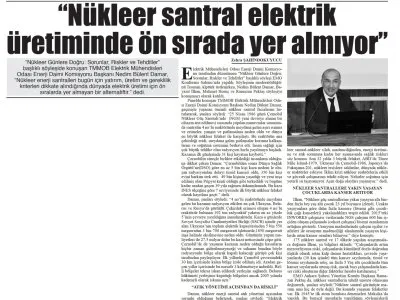``NÜKLEER SANTRAL ELEKTRİK ÜRETİMİNDE ÖN SIRADA YER ALMIYOR`` (BAŞKENT GAZETESİ, 28.03.2026)