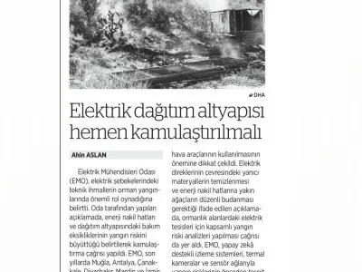 ELEKTRİK DAĞITIM ALTYAPISI HEMEN KAMULAŞTIRILMALI (BİRGÜN GAZETESİ, 07.05.2026)