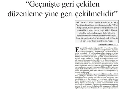`GEÇMİŞTE GERİ ÇEKİLEN DÜZENLEME YİNE GERİ ÇEKİLMELİDİR` (BAŞKENT GAZETESİ, 15.06.2026)