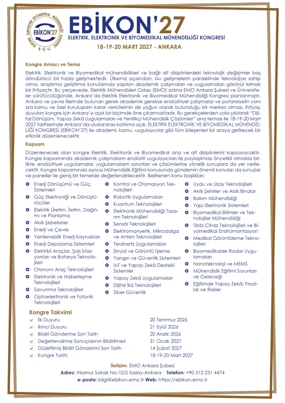 ELEKTRİK, ELEKTRONİK VE BİYOMEDİKAL MÜHENDİSLİĞİ KONGRESİ DÜZENLENİYOR