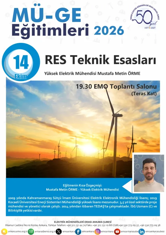 MÜGE EKİM AYI: `RES TEKNİK ESASLARI`