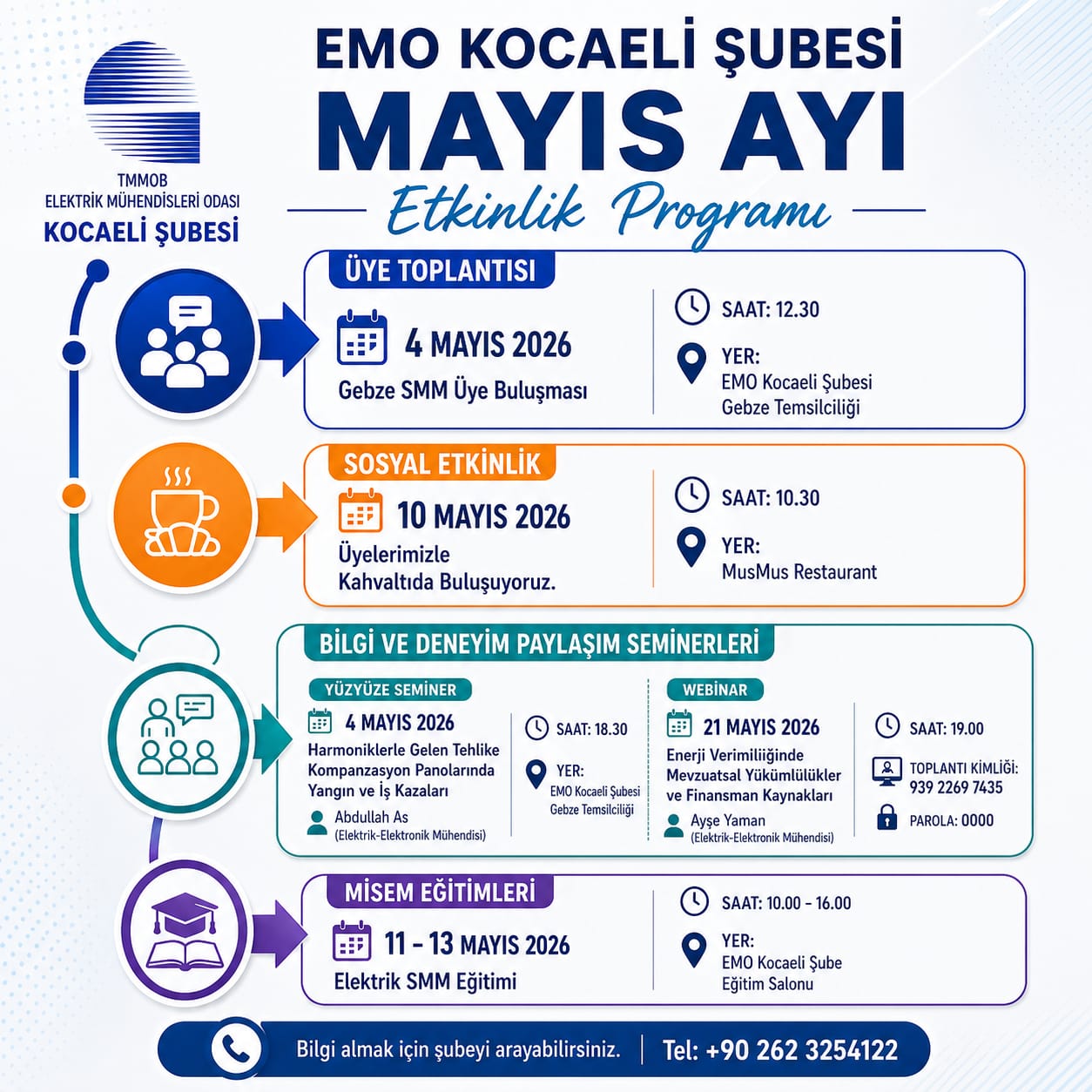 EMO KOCAELİ ŞUBESİ MAYIS AYI ETKİNLİK PROGRAMI