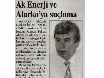 AK ENERJİ VE ALARKO'YA SUÇLAMA (RADİKAL GAZETESİ, 16.07.2006, SAYFA 15)
