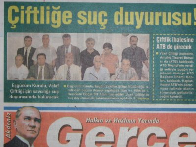 VAKIF ÇİFLİĞİNİN İHALESİ KESİNLİKLE DURDURULMALI-28 EYLÜL