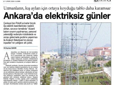 UZMANLARIN, KIŞ AYLARI İÇİN ORTAYA KOYDUĞU TABLO DAHA KARAMSAR (CUMHURİYET ANKARA,  27 EKİM 2006 )