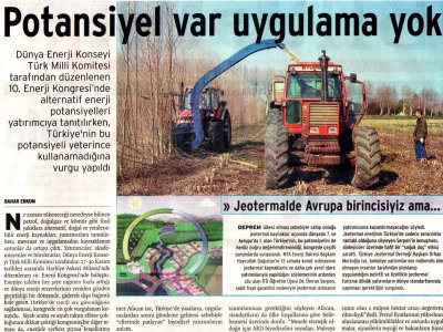 POTANSİYEL VAR AMA UYGULAMA YOK (BİRGÜN GAZETESİ, 04.12.2006, BAHAR ERKUM)