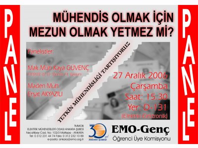 EMO-GENÇ O D T Ü'DE "YETKİN MÜHENDİSLİĞİ TARTIŞIYOR"...