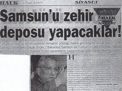 SAMSUN'U ZEHİR DEPOSU YAPACAKLAR!