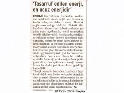 TASARRUF EDİLEN ENERJİ EN UCUZ ENERJİDİR-BİRGÜN