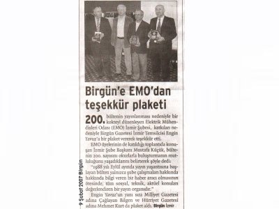 BİRGÜN'E EMO'DAN TEŞEKKÜR PLAKETİ-BİRGÜN GAZETESİ