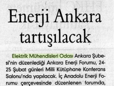 ENERJİ ANKARA TARTIŞILACAK (EVRENSEL 21.02.2007)