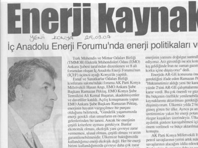 ENERJİMİZ MİLLİ DEĞİL ( YENİ KONYA, 25.03.07)