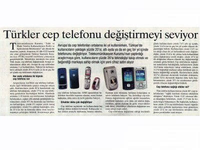 TÜRKLER CEP TELEFONU DEĞİŞTİRMEYİ SEVİYOR (FORUM DİPLOMATİK, 21.05.2007)