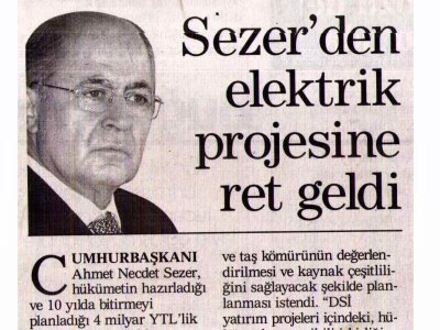 SEZER'DEN ELEKTRİK PROJESİNE RET GELDİ (STAR GAZETESİ, 09.07.2007)