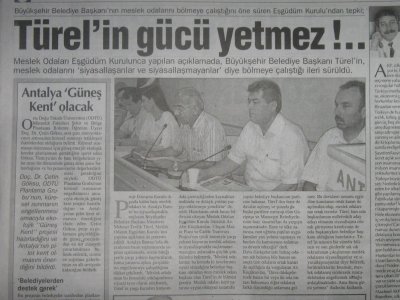 MESLEK ODALARI-EŞGÜDÜM KURULU-BÜYÜKŞEHİR BELEDİYE BAŞKANI TÜREL'E YANIT VERDİ.13.07.2007