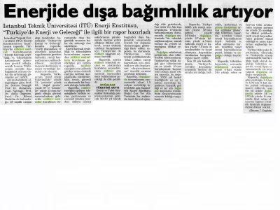 ENERJİDE DIŞA BAĞIMLILIK ARTIYOR (SON SAAT GAZETESİ, 29.07.2007)
