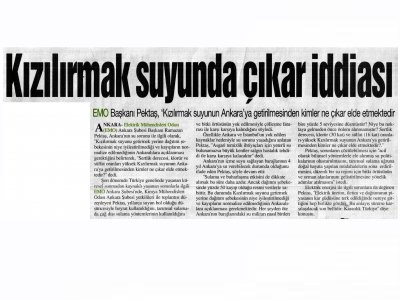 KIZILIRMAK SUYUNDA ÇIKAR İDDİASI (ANAYURT GAZETESİ, 07.08.2007)
