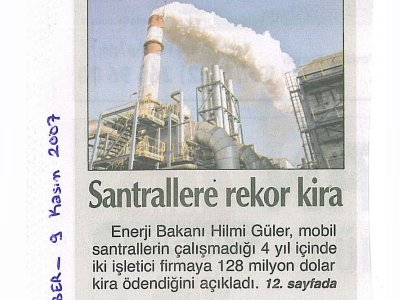 SANTRALLARA REKOR KİRA