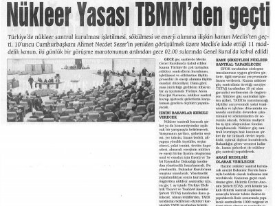 NÜKLEER YASASI TBMM'DEN GEÇTİ