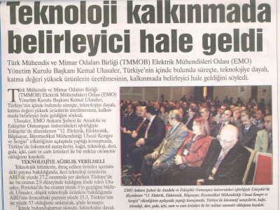 TEKNOLOJİ KALKINMADA BELİRLEYİCİ HALE GELDİ (İKİ EYLÜL GAZETESİ, 15.11.2007)
