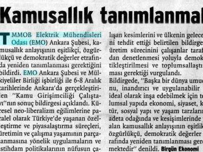KAMUSALLIK TANIMLANMALI (BİRGÜN, 12.12.2007)
