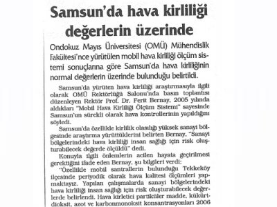 SAMSUN'DA HAVA KİRLİLİĞİ DEĞERLERİN ÜZERİNDE