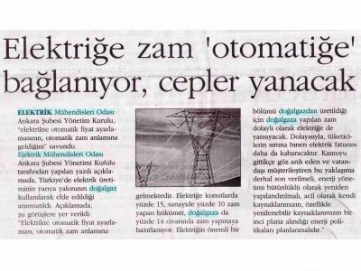 ELEKTRİĞE ZAM 'OTOMATİĞE BAĞLANIYOR, CEPLER YANACAK (ORTADOĞU, 28.12.2007)