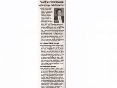 SOKAK AYDINLATMASINI VATANDAŞA ÖDETEMEZLER-HABER EKSPRES 27.11.2007