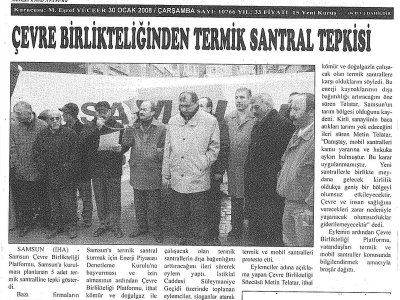 ÇEVRE BİRLİKTELİĞİNDEN TERMİK SANTRAL TEPKİSİ
