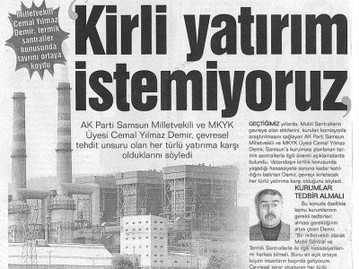 KİRLİ YATIRIM İSTEMİYORUZ