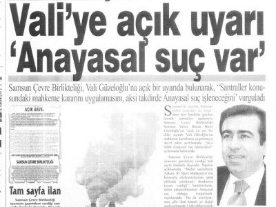 VALİ'YE AÇIK UYARI