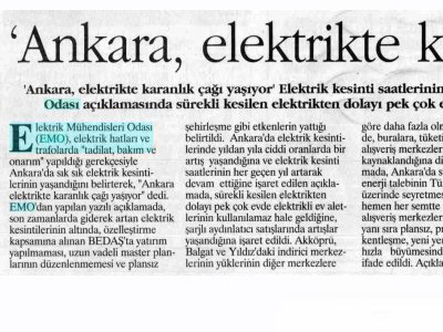 ANKARA, ELEKTRİKTE KARANLIK ÇAĞI YAŞIYOR (HÜRSES, 16.02.2008)