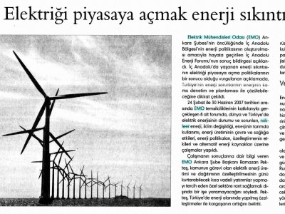 ELEKTRİĞİ PİYASAYA AÇMAK ENERJİ SIKINTISI YARATTI (EVRENSEL, 22.02.2008)