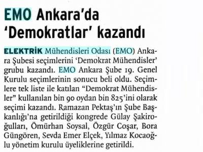 EMO ANKARA'DA 'DEMOKRATLAR' KAZANDI (BİRGÜN, 27.02.2008)