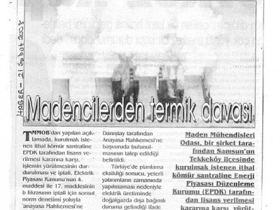 MADENCİLERDEN TERMİK DAVASI