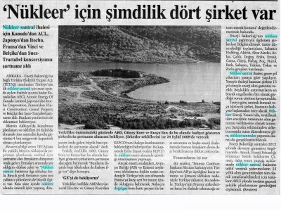 “NÜKLEER” İÇİN ŞİMDİLİK DÖRT ŞİRKET VAR (RADİKAL GAZETESİ, 08.04.2008)