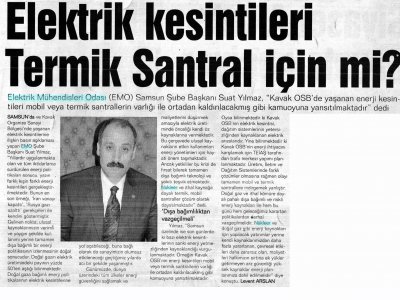 ELEKTRİK KESİNTİLERİ TERMİK SANTRAL İÇİN Mİ?