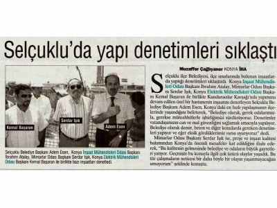 SELÇUKLU'DA YAPI DENETİMLERİ SIKLAŞTI (TÜRKİYE GAZETESİ, 27.06.2008)