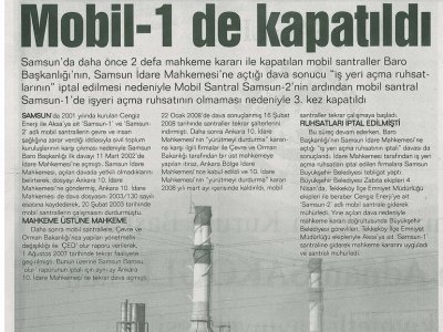 MOBİL-1 DE KAPATILDI
