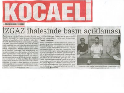 İZGAZ'IN ÖZELLEŞTİRİLMESİNE KARŞI ŞUBEMİZDE  BASIN AÇIKLAMASI