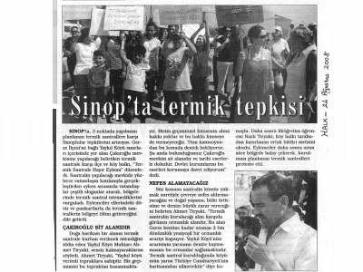 SİNOP'TA TERMİK TEPKİSİ