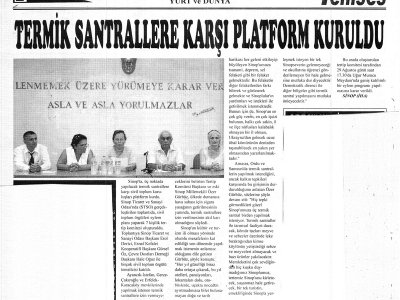 TERMİK SANTRALLARE KARŞI PLATFORM KURULDU