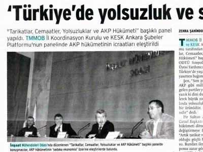'TÜRKİYE'DE YOLSUZLUK VE SİYASET İÇ İÇE (BİRGÜN, 18.10.2008)