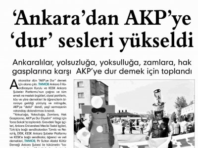 ANKARA'DAN AKP'YE 'DUR' SESLERİ YÜKSELDİ(EVRENSEL GAZETESİ, 19.10.2008)