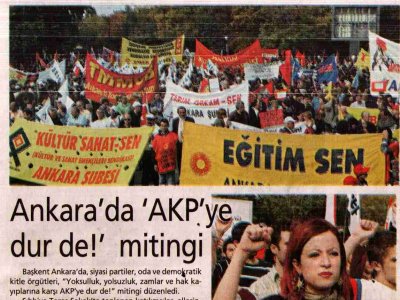 ANKARA'DA 'AKP'YE DUR DE!' MİTİNGİ (MİLLİYET GAZETESİ, 19.10.2008)