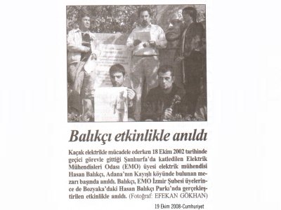 BALIKÇI ETKİNLİKLE ANILDI-19.10.2008 CUMHURİYET